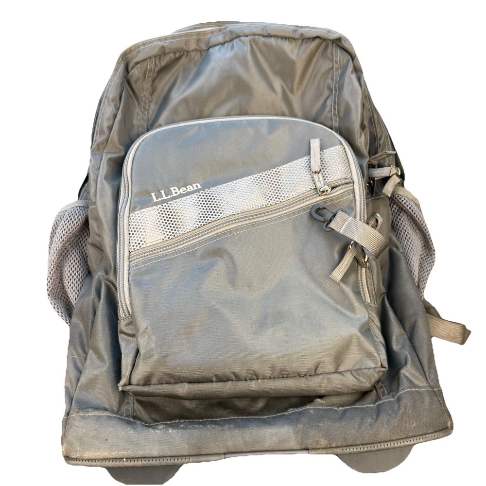 LL Bean Deluxe Rolling Gray Backpack 19" Carry-on School Travel Wheeled Pull Bag